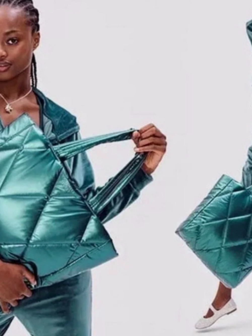 Victoria Secret Quilted Puffer
Tote in Metallic Green - Picture 4 of 6